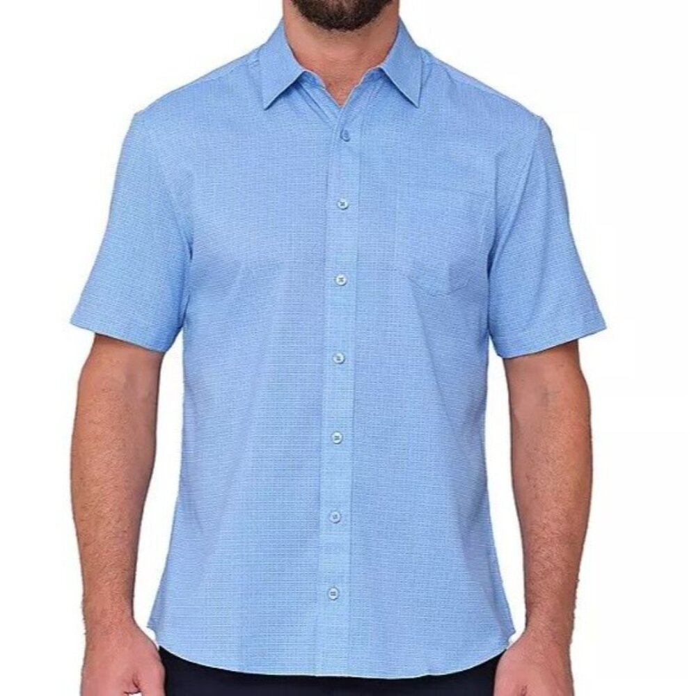 Nick Graham Men's Shirt S Printed Performance Stretch Short Sleeve Shirt Blue S